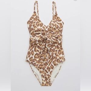Aerie Leopard Wrap one-piece swimsuit toasty